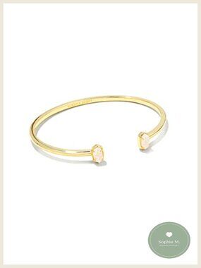 Dainty Pinch Cuff Bracelet with Oval Stone Accents Adjustable